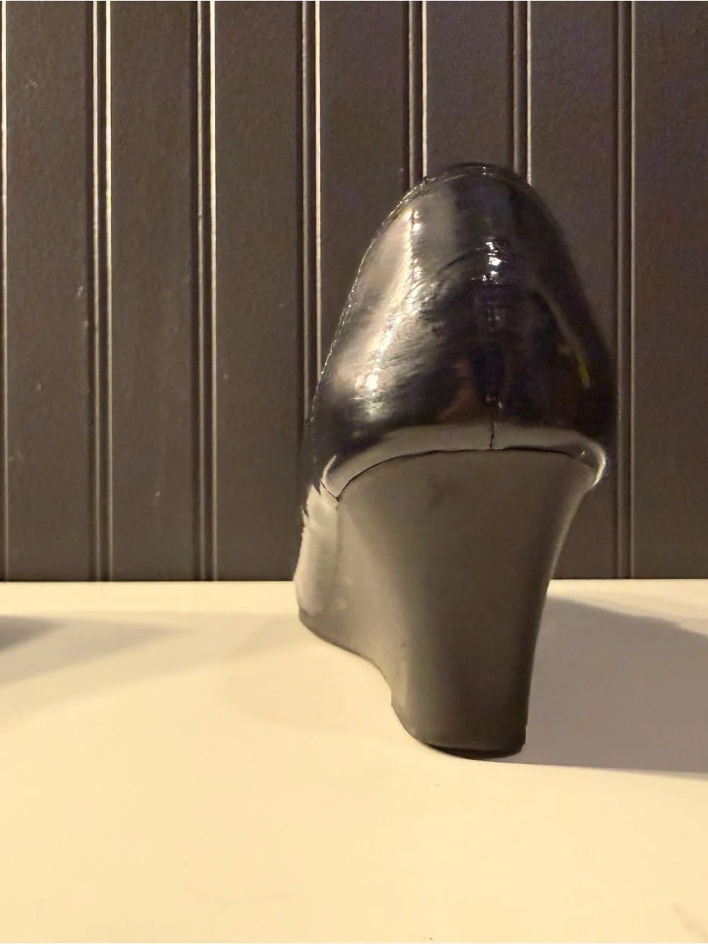 Lauren Ralph Lauren  navy  Patent Leather wedge Loafers with Gold Hardware